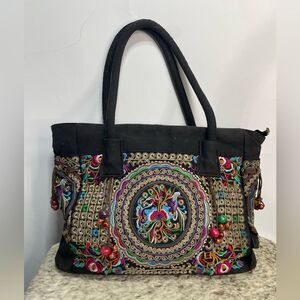 Multi-Color Boho Embroidered Tote Bag